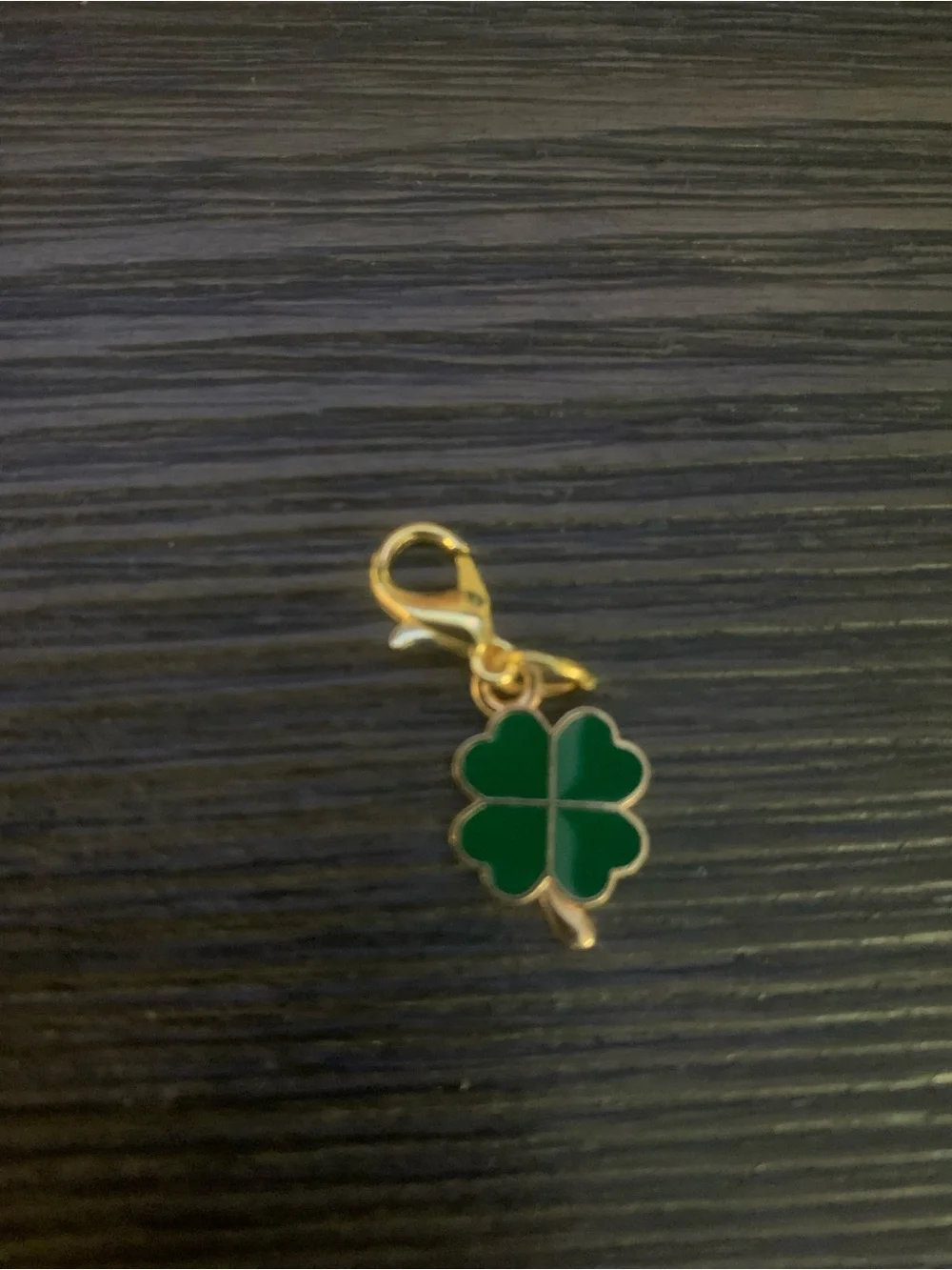 Gold Clover Charm Pendant with Green Enamel